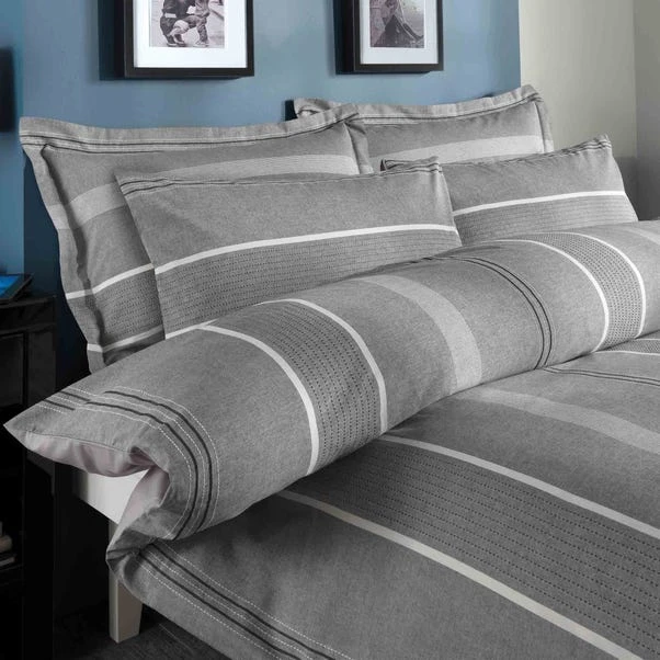 Dunelm Willington Grey Striped Woven Duvet Cover And Pillowcase Set 1 Dunelm Willington Grey Striped Woven Duvet Cover And Pillowcase Set
