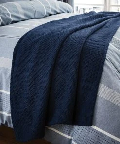 Dunelm Harvey Blue Knitted Throw