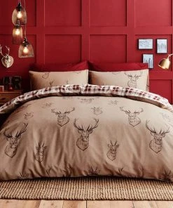 Catherine Lansfield Stag Natural Duvet Cover And Pillowcase Set