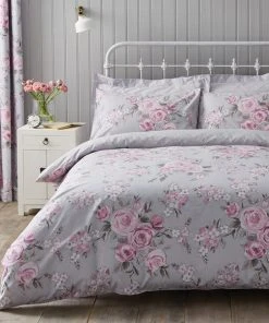 Dunelm Rosemont Grey Duvet Cover And Pillowcase Set