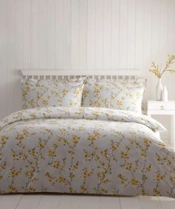 Dunelm-shop 26 Dunelm Alisha Floral Yellow Reversible Duvet Cover And Pillowcase Set