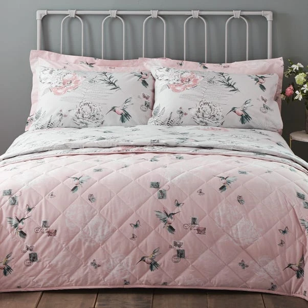 Dunelm Heavenly Hummingbird Blush Bedspread 1 Dunelm Heavenly Hummingbird Blush Bedspread