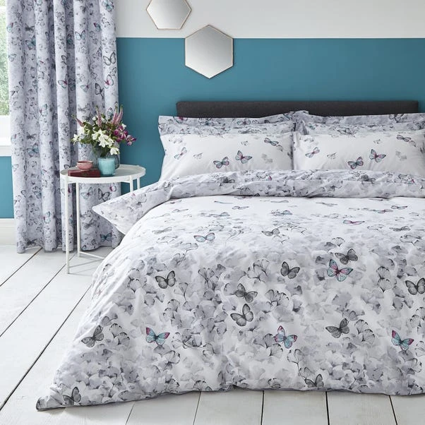 Dunelm Ginkgo Butterfly White Reversible Duvet Cover And Pillowcase Set 1 Dunelm Ginkgo Butterfly White Reversible Duvet Cover And Pillowcase Set