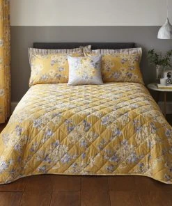 Dunelm Ashbourne Ochre Bedspread