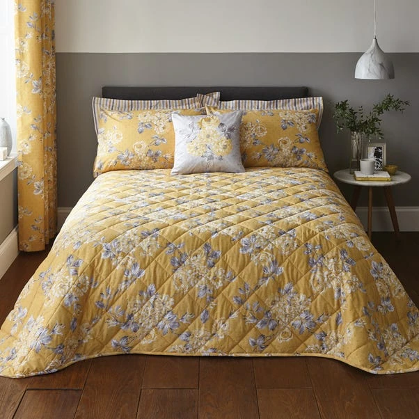 Dunelm Ashbourne Ochre Bedspread 1 Dunelm Ashbourne Ochre Bedspread