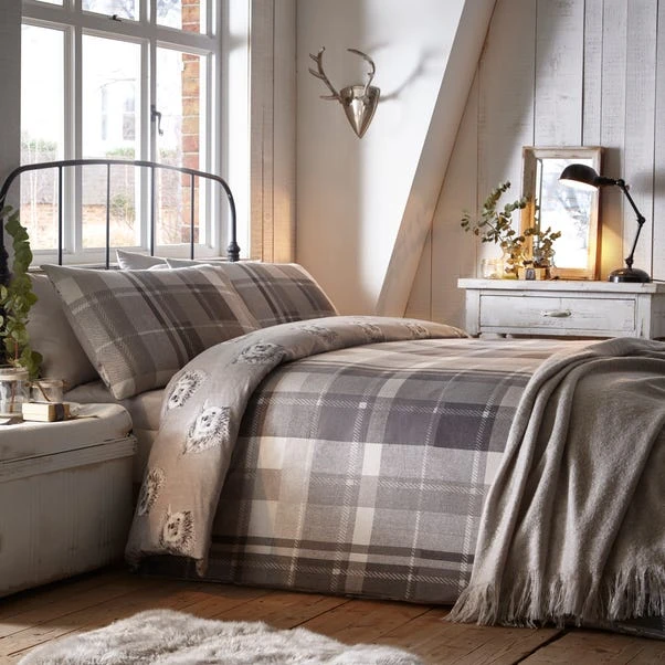 Dunelm Colville Grey Check 100% Brushed Cotton Reversible Duvet Cover And Pillowcase Set 1 Dunelm Colville Grey Check 100% Brushed Cotton Reversible Duvet Cover And Pillowcase Set