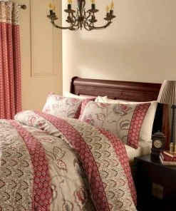Catherine Lansfield Kashmir Red Duvet Cover And Pillowcase Set