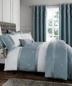 Catherine Lansfield Sequin Cluster Duck-Egg Duvet Cover And Pillowcase Set