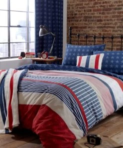Catherine Lansfield Stars And Stripes Duvet Cover And Pillowcase Set