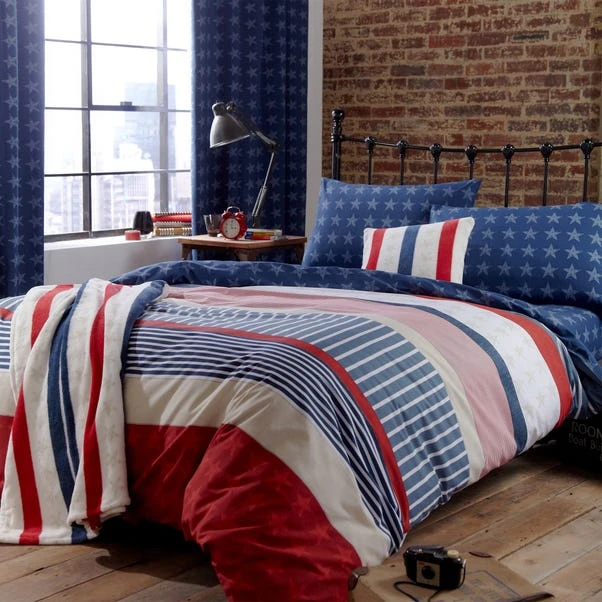 Catherine Lansfield Stars And Stripes Duvet Cover And Pillowcase Set 1 Catherine Lansfield Stars And Stripes Duvet Cover And Pillowcase Set