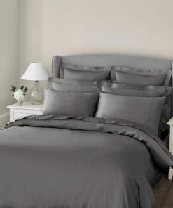 Dorma 300 Thread Count 100% Cotton Sateen Plain Slate Duvet Cover
