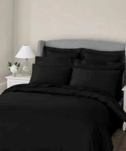 Dorma 300 Thread Count 100% Cotton Sateen Plain Black Duvet Cover