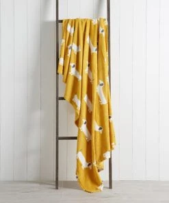 Dunelm Sausage Dog Yellow 130cm X 170cm Throw