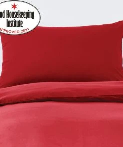 Dunelm Non Iron Plain Dye Red Standard Pillowcase Pair