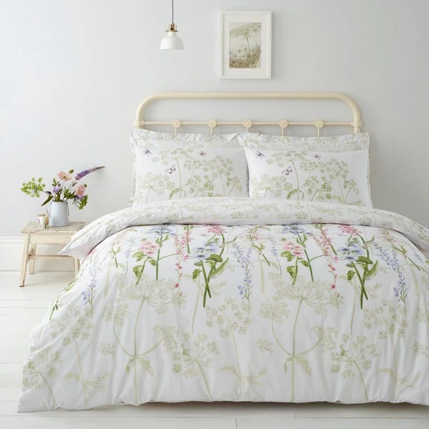 Dunelm Felicity White Floral Reversible 100% Cotton Duvet Cover And Pillowcase Set 1 Dunelm Felicity White Floral Reversible 100% Cotton Duvet Cover And Pillowcase Set