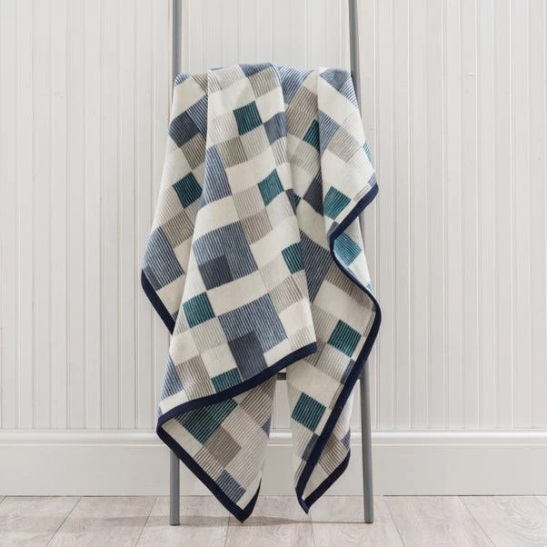 Dunelm Thermosoft Mini Check Blue Throw 1 Dunelm Thermosoft Mini Check Blue Throw
