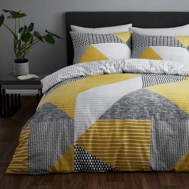 Catherine Lansfield Larsson Geo Ochre Reversible Duvet Cover And Pillowcase Set 1 Catherine Lansfield Larsson Geo Ochre Reversible Duvet Cover And Pillowcase Set