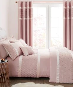 Catherine Lansfield Sequin Cluster Blush Duvet Cover And Pillowcase Set