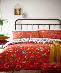 Riva Home Furn. Pomelo Orange Reversible Duvet Cover And Pillowcase Set
