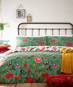 Riva Home Furn. Pomelo Green Reversible Duvet Cover And Pillowcase Set