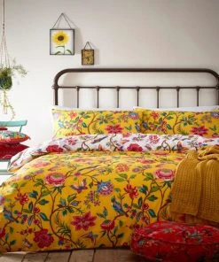 Riva Home Furn. Pomelo Yellow Reversible Duvet Cover And Pillowcase Set
