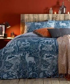 Furn Furn. Winter Woods Midnight Blue Reversible Duvet Cover And Pillowcase Set