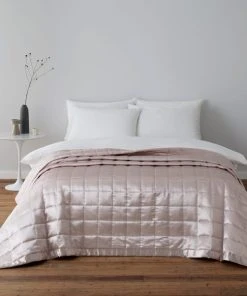 Dunelm Nancy Pink Satin Quilted Bedspread