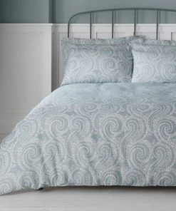 Dunelm Abigail Blue Textured Cover And Pillowcase Set