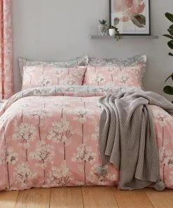 Dunelm Erin Blush & Grey Reversible Duvet Cover And Pillowcase Set