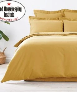Dunelm Non Iron Plain Dye Mustard Duvet Cover