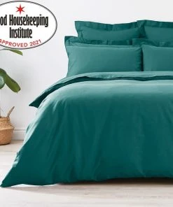 Dunelm Non Iron Plain Dye Teal Duvet Cover