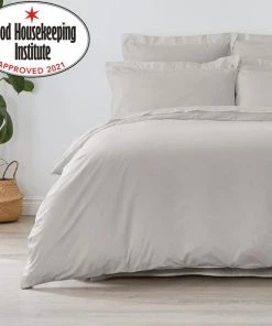 Dunelm Non Iron Plain Dye Silver Duvet Cover