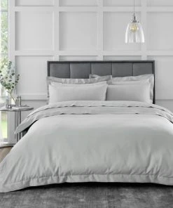Hotel Cotton 230 Thread Count Sateen Silver Duvet Cover