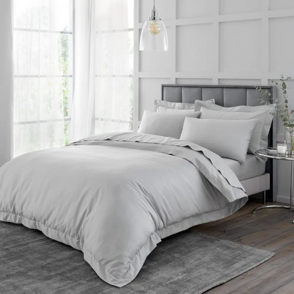 Hotel Cotton 230 Thread Count Sateen Silver Duvet Cover 2 Hotel Cotton 230 Thread Count Sateen Silver Duvet Cover - Image 2