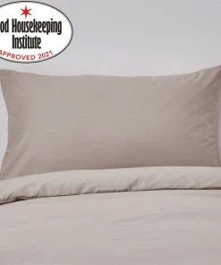 Dunelm Non Iron Plain Dye Natural Standard Pillowcase Pair