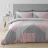 Catherine Lansfield Larsson Geo Pink Duvet Cover And Pillowcase Set