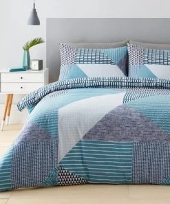Catherine Lansfield Larsson Geo Teal Duvet Cover And Pillowcase Set
