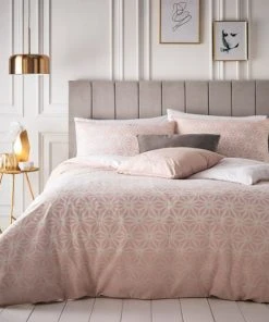 Riva Home Furn. Tessellate Geometric Blush Reversible Duvet Cover And Pillowcase Set