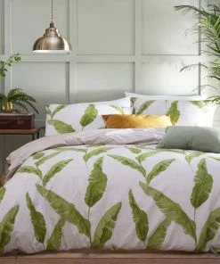 Riva Home Furn. Plantain Leaf Green Reversible Duvet Cover And Pillowcase Set