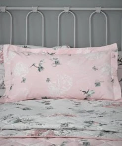 Dunelm Heavenly Hummingbird Blush Oxford Pillowcase
