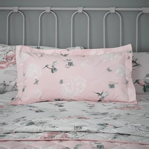 Dunelm Heavenly Hummingbird Blush Oxford Pillowcase 1 Dunelm Heavenly Hummingbird Blush Oxford Pillowcase