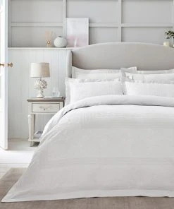 Dorma Purity Paloma 100% Cotton White Jacquard Duvet Cover