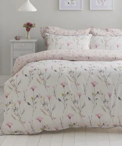 Dunelm Fiori Pink Floral Reversible Duvet Cover And Pillowcase Set