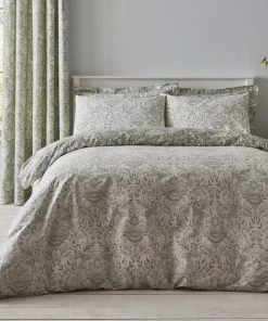 Dunelm Evesham 100% Cotton Green Duvet Cover And Pillowcase Set