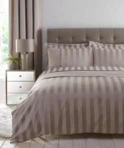 Dunelm Allana Gold Stripe Duvet Cover And Pillowcase Set