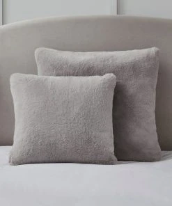 Dorma Purity Faux Fur Grey Continental Pillowcase -Dunelm-shop 30690572 alt02