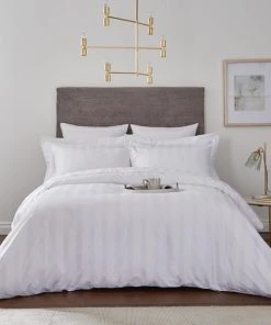 Hotel Cotton 230 Thread Count White Stripe Duvet Cover