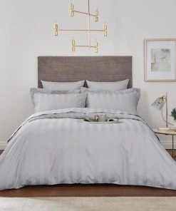 Hotel Cotton 230 Thread Count Silver Stripe Duvet Cover
