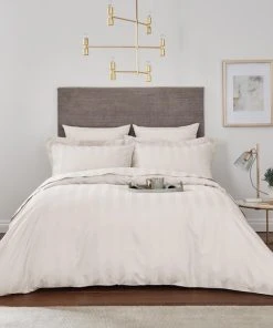 Hotel Cotton 230 Thread Count Cream Stripe Duvet Cover