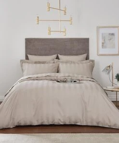 Hotel Cotton 230 Thread Count Natural Stripe Duvet Cover
